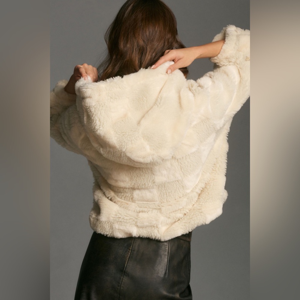Anthropologie Cropped Faux Fur Hoodie Jacket - Picture 6 of 8